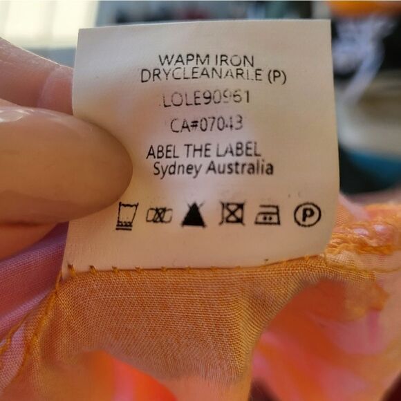 Abel The Label Angelica‎ Maxi Dress Tiered Cap Sleeve Keyhole Back Orange Pink M - Picture 8 of 9